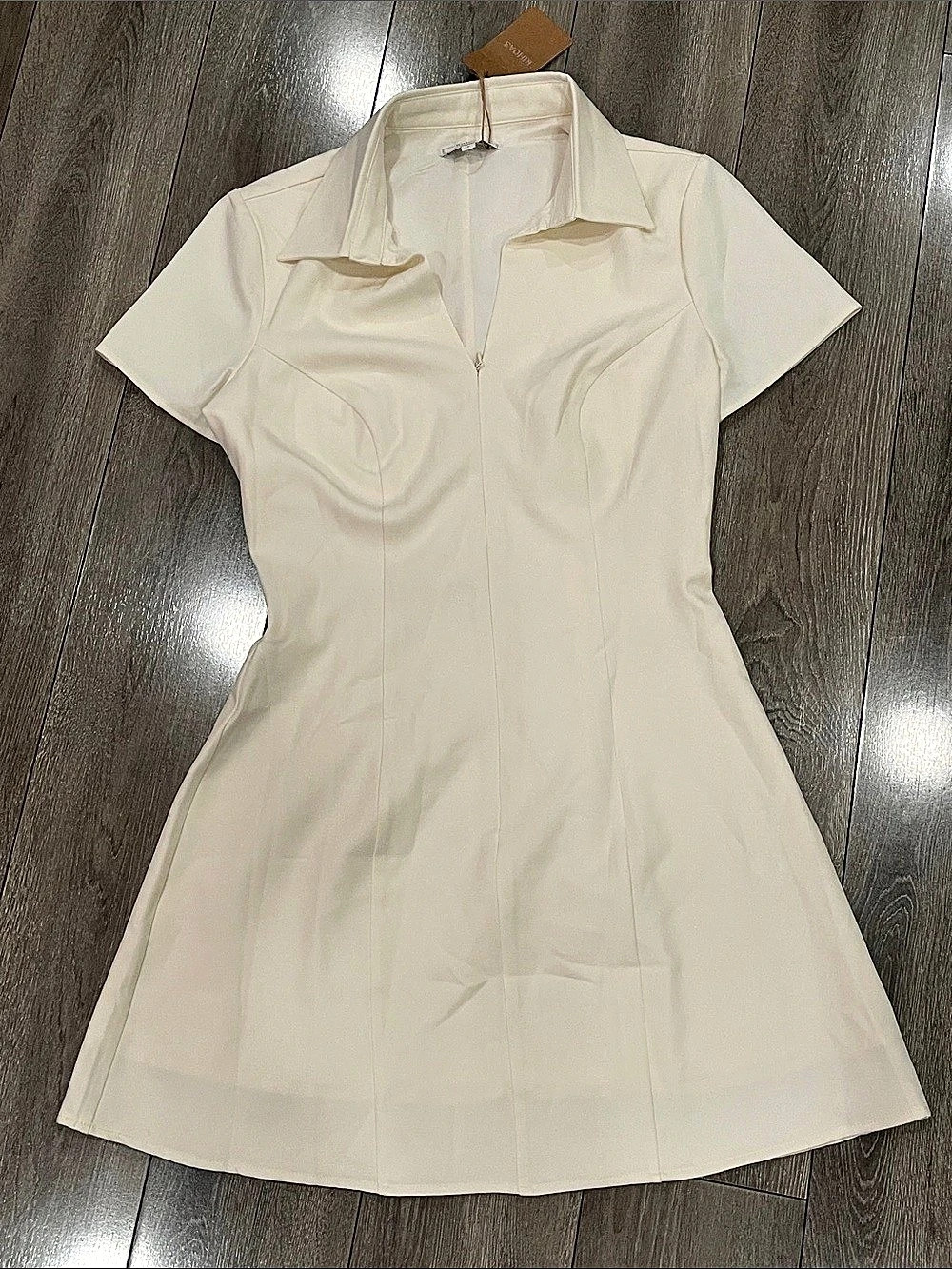 Rihoas Mini Shirt Dress in Cream Size Small NWT